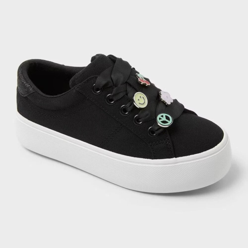 NEW Cat & Jack Kids' Wren Platform Charm Sneakers - Black